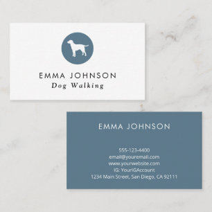 Hunde Logo Grooming/Walking Blue Business Card Visitenkarte