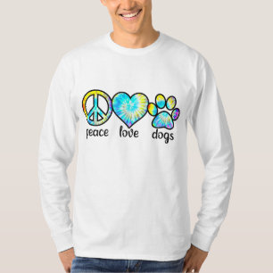 Hunde Lover Gaben Peace Liebe Hunde Gefärbte Krawa T-Shirt