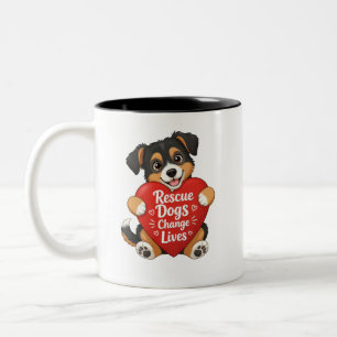 Hunde machen das Leben besser Herz-Typografie-Desi Zweifarbige Tasse