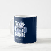 "Hunde machen das Leben besser" Personalisiertes H Kaffeetasse (Vorderseite Links)