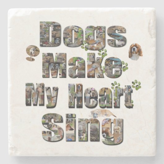 Hunde machen das Logo "Mein Herz sing Picture", Steinuntersetzer (Vorderseite)