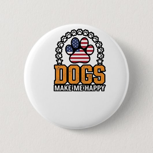 Hunde machen mich glücklich patriotisches Pfoten-V Button (Vorderseite)