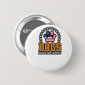 Hunde machen mich glücklich patriotisches Pfoten-V Button (Vorne & Hinten)