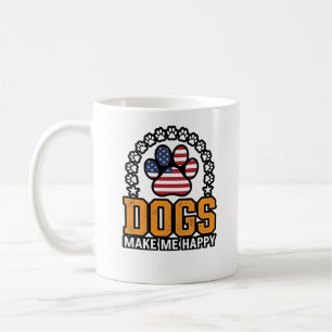 Hunde machen mich glücklich patriotisches Pfoten-V Kaffeetasse