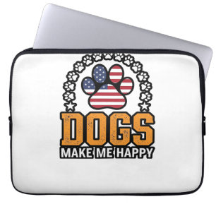 Hunde machen mich glücklich patriotisches Pfoten-V Laptopschutzhülle