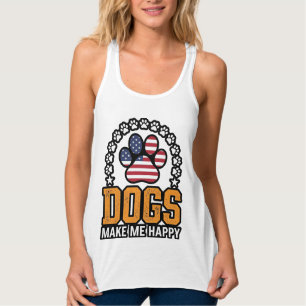 Hunde machen mich glücklich patriotisches Pfoten-V Tank Top