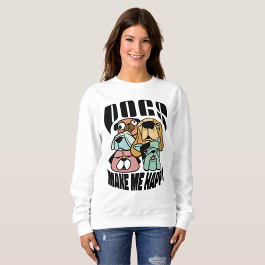 Hunde machen mich glücklich sweatshirt (Vorne ganz)