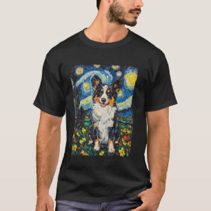 Hunde-Malerei Van Gogh Sternennacht T-Shirt