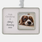 Hunde Mama 1. Weihnachtsmädchen Hund DIY Foto Rahmen-Ornament Silber (Vorderseite)