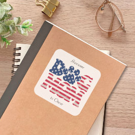 Hunde Mama American Flag Grunge Red White Blue Quadratischer Aufkleber