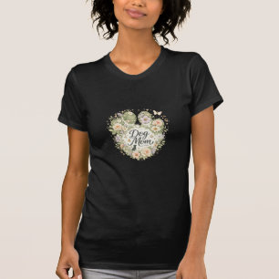 Hunde-Mama-Blumen-Pfotenabdruck-T-Shirt für stolze T-Shirt