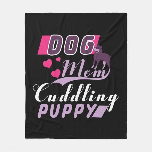Hunde Mama Cuddling Puppy Fleecedecke (Vorderseite)