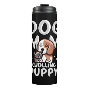 Hunde Mama Cuddling Puppy Thermosbecher
