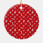Hunde Mama Custom Foto Red Christmas Keramik Ornament (Hinten)