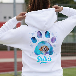 Hunde Mama Custom Paw Foto Blue Glitzer Hoodie