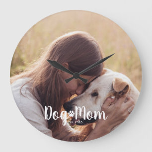 Hunde-Mama Etabliertes Schriftfoto Große Wanduhr