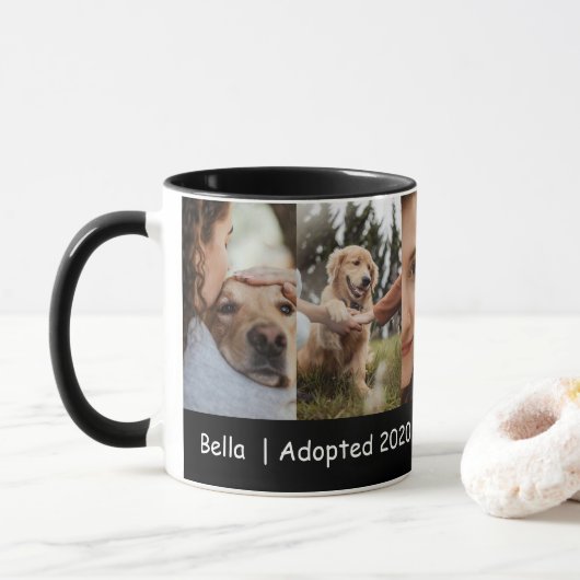 Hunde-Mama-Foto-Collage mit Adoptionsjahr Tasse (Mit Donut)