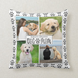 Hunde Mama Foto Collage Paw Print Heart Pattern Gr Kissen
