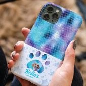 Hunde Mama Foto Custom Blue Glitzer Stars Case-Mate iPhone Hülle