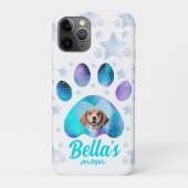 Hunde Mama Foto Custom Blue Glitzer Stars Case-Mate iPhone Hülle (Rückseite)