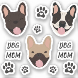 Hunde Mama Französisch Bulldogs Paw Print Aufkleber