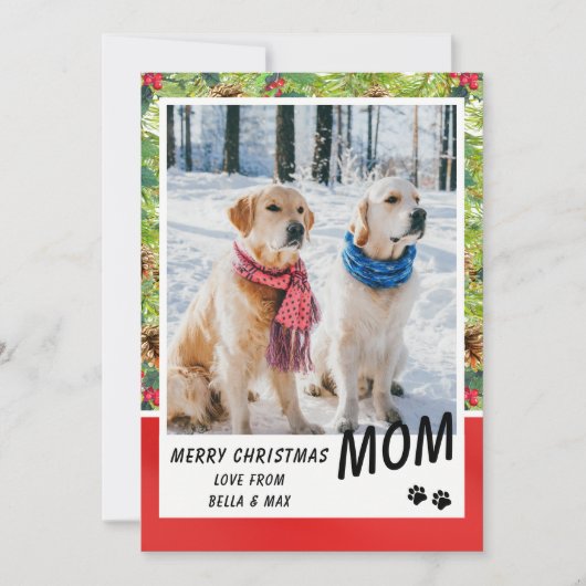 Hunde Mama Frohe Weihnachten Modernes Pine Floral (Vorderseite)