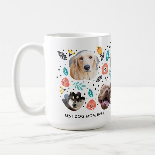 Hunde Mama Garten farbenfroh Blumenbeet Fotolage Kaffeetasse (Links)