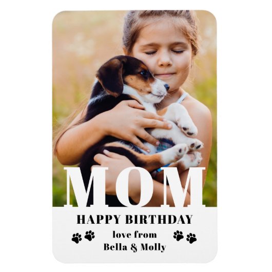 Hunde Mama Happy Birthday Modernes Personalisierte Magnet (Vertikal)