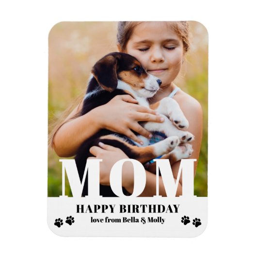 Hunde Mama Happy Birthday Modernes Personalisierte Magnet (Vertikal)