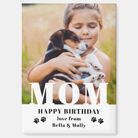 Hunde Mama Happy Birthday Modernes Personalisierte Magnet (Vorderseite)