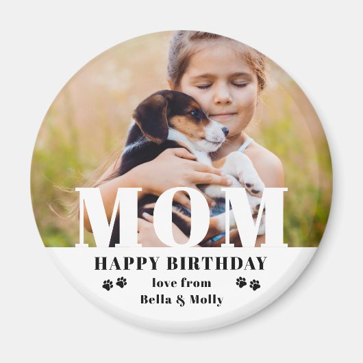 Hunde Mama Happy Birthday Modernes Personalisierte Magnet (Vorne)