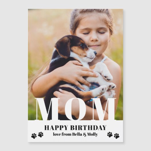 Hunde Mama Happy Birthday Modernes Personalisierte Magnetkarte (Vorderseite)