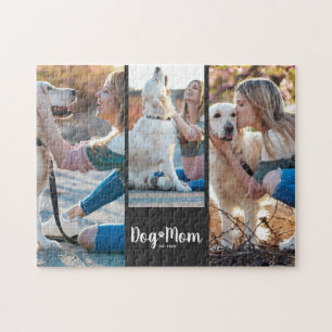 Hunde-Mama hat modernes Skript Schwarz 3 Foto eing Puzzle