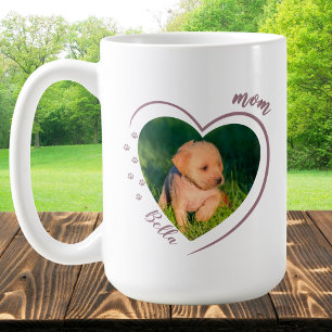 Hunde-Mama-Herz-Foto-Pfotenabdrücke mit Haustierna Kaffeetasse