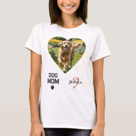 Hunde Mama Herz geformt Fotos Monogramm Paw Print T-Shirt