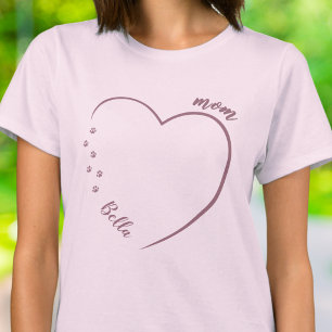 Hunde-Mama-Herz-Pfotenabdrücke mit Haustiernamen T-Shirt
