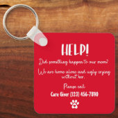 Hunde-Mama Hilfe Zuhause alleine personalisiert Schlüsselanhänger (Vorderseite)