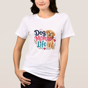 Hunde-Mama-Leben Golden Retriever Rosa Herz-Bandan Tri-Blend Shirt