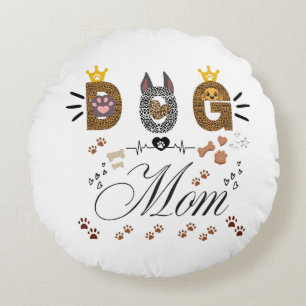 Hunde-Mama Leopardendruck Pfoten-Design/Leopard Hu Rundes Kissen