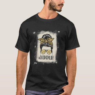 Hunde Mama Life Messy Bun Leopard gebleicht Funny T-Shirt