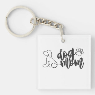 Hunde Mama Line Art Design Minimalistischer Hund Schlüsselanhänger