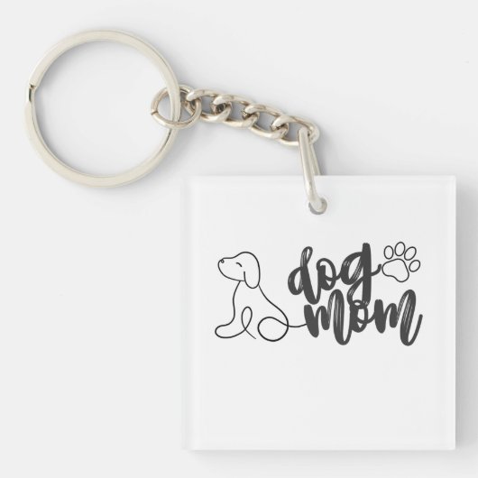Hunde Mama Line Art Design | Minimalistischer Hund Schlüsselanhänger (Vorderseite)