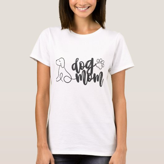 Hunde Mama Line Art Design | Minimalistischer Hund T-Shirt (Vorderseite)