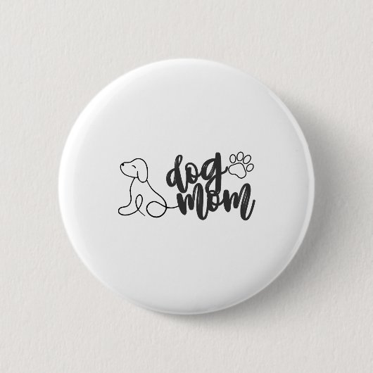 Hunde Mama Linie Art Design Minimalistischer Hund  Button (Vorderseite)