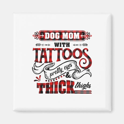 Hunde Mama mit Tattoos Hübsche Augen und dick Ding Magnet (Vorne)