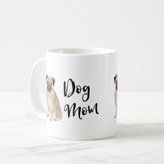 Hunde Mama Mops Kaffeetasse (Vorderseite Links)