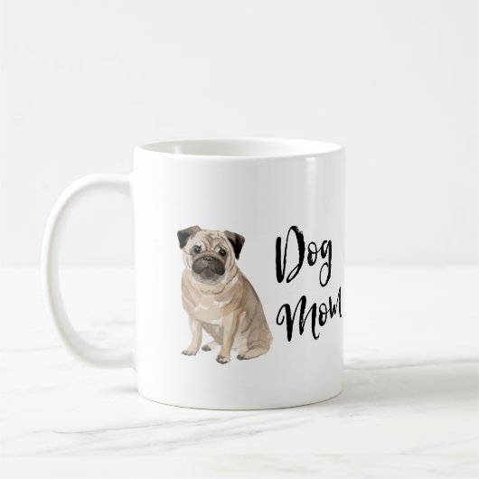 Hunde Mama Mops Kaffeetasse (Links)