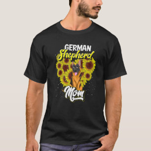Hunde Mama Mütter Tag Sonnenblume Deutscher Schäfe T-Shirt