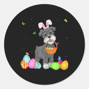 Hunde Mama Niedlich Bunny Schnauzer Egg Ostertag Runder Aufkleber