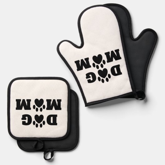 "Hunde-Mama" Ofenhandschuh & Topflappen-Set (Vorderseite/Rückseite)